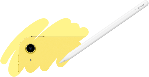 Apple Pencil Strich enthüllt die Rückseite des iPad und zeigt die Rückkamera.