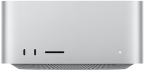 Vorderansicht des Mac Studio, zwei USB-C Anschlüsse und SDXC Kartenleser