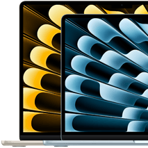 Zwei MacBook Air Laptops zeigen die Größenrelationen der Displays: 13.6
