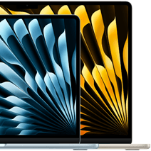 Zwei MacBook Air Laptops zeigen die Größenrelationen der Displays: 13.6