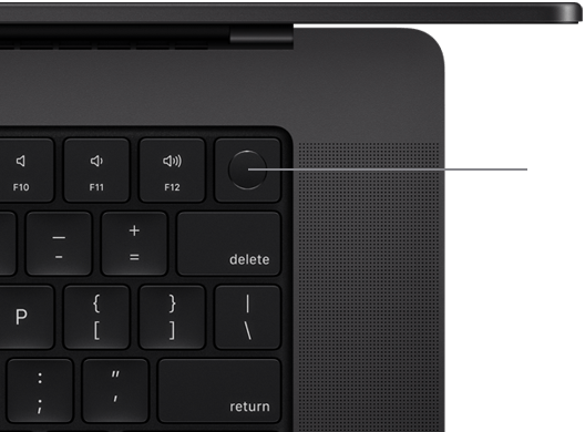 Draufsicht auf die MacBook Pro Tastatur mit Touch ID