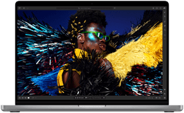 Ein farbiges Bild zeigt die hohe Auflösung, die Helligkeit und den Kontrast des Liquid Retina XDR Displays