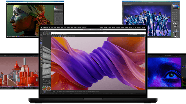 Verschiedene farbige Bildschirminhalte, die auf die leistungsstarke App Performance hindeuten