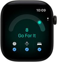 Apple Watch Series 12, Aluminiumgehäuse, Farbe Schwarz, Tagesformwert 8, rechte Seitenansicht, Digital Crown