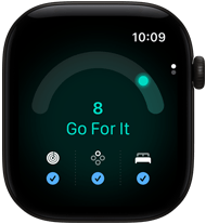 Apple Watch Series 12, Aluminiumgehäuse, Farbe Schwarz, Tagesformwert 8, rechte Seitenansicht, Digital Crown
