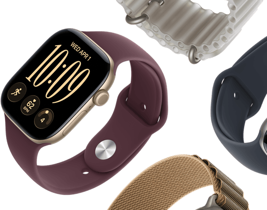 Apple Watch Series 11 Armbänder: Sportarmband Nebelviolett, Ocean Armband Maritimblau, Alpine Loop Hellblau
