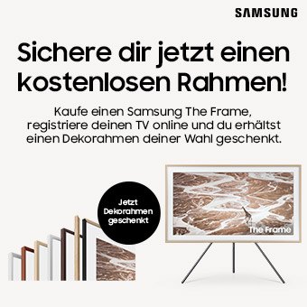 Jetzt Samsung The Frame TV kaufen und austauschbaren Dekorahmen geschenkt bekommen.*