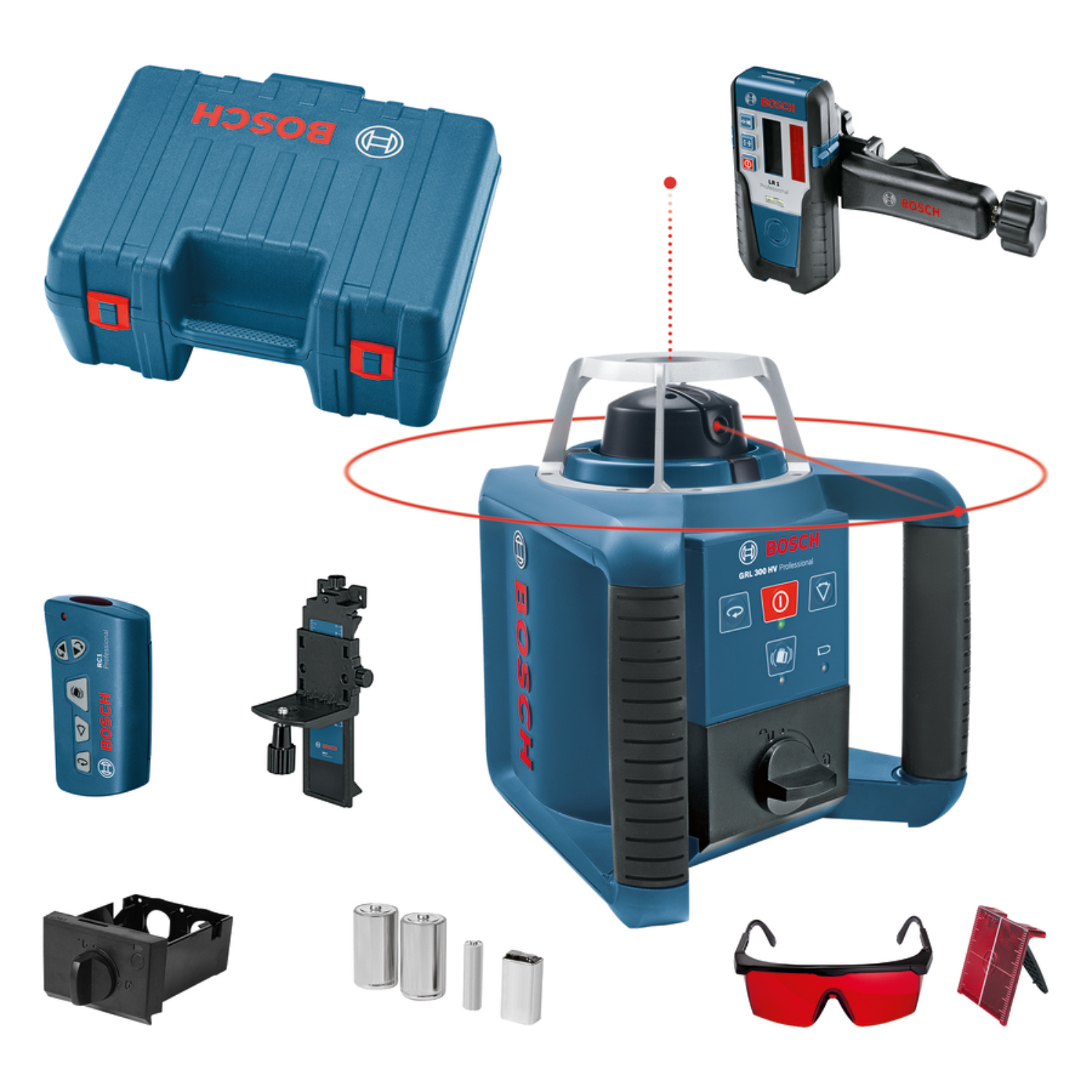 Bosch GRL 300 HV + RC1 + WM4 + LR1 Rotationslaser