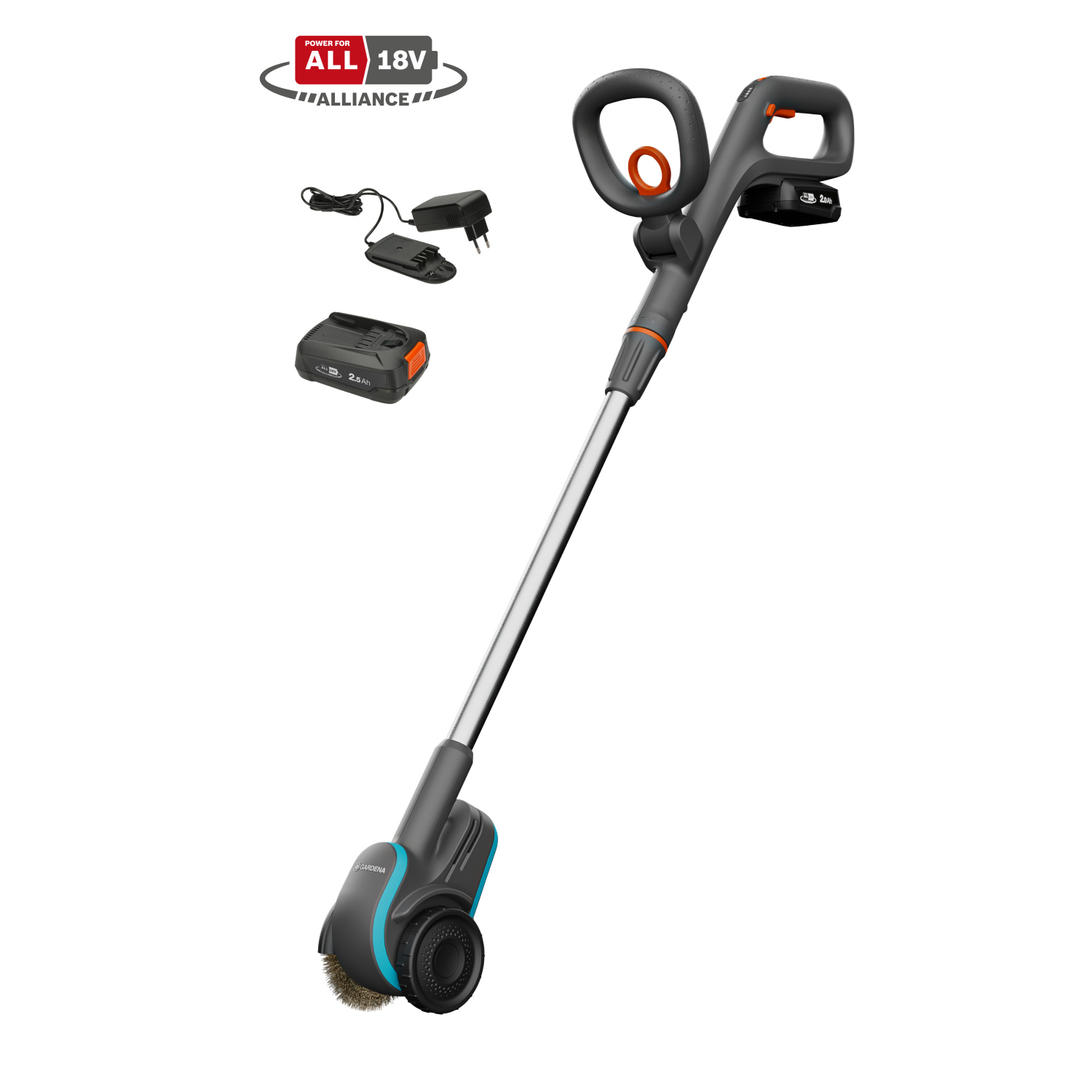 Gardena Akku-Fugenbürste EasyWeed 1800/18V P4A Ready-To-Use Set, 14820