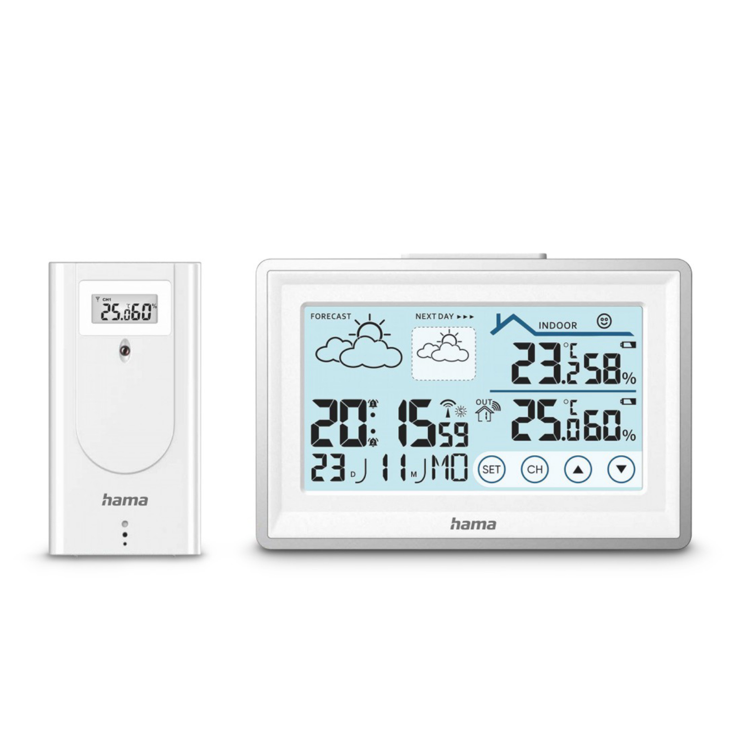 Hama Wetterstation Bahamas mit Außensensor, Funk, Wecker, Raumklima