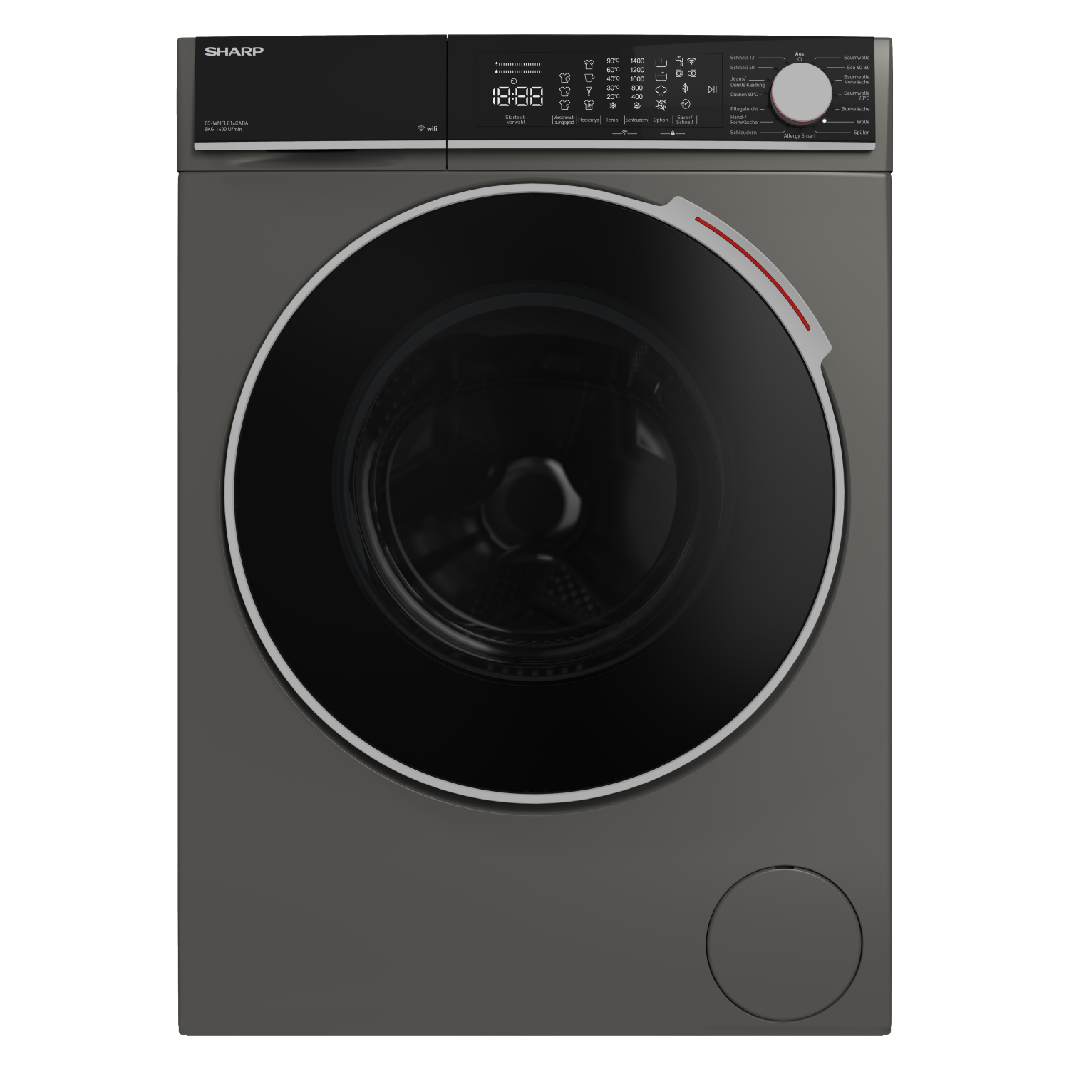 Sharp ES-WNFL814CAD Waschmaschine 8kg, A Klasse, Grau