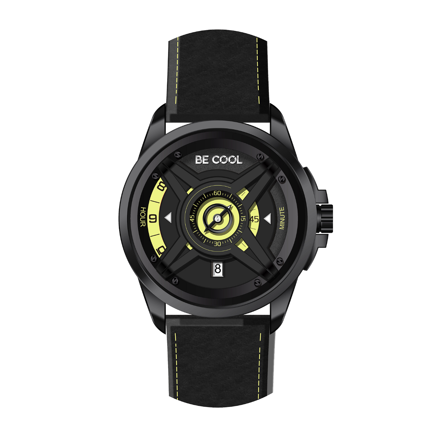 Be Cool Armbanduhr schwarz/grün 42 mm, BCW02SGR