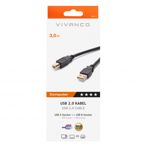 VIVANCO Druckerkabel USB 2.0 3m