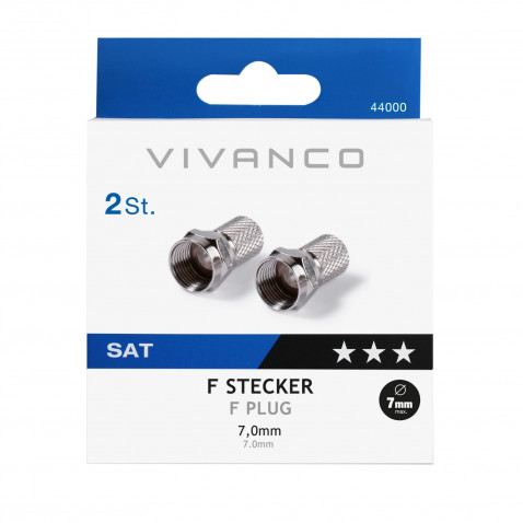 VIVANCO F-Stecker, 7,0 mm, 2 Stück