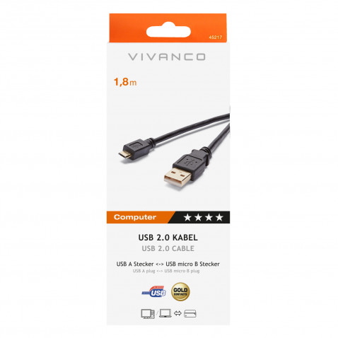 VIVANCO USB 2.0 Verbindungskabel 1,8m