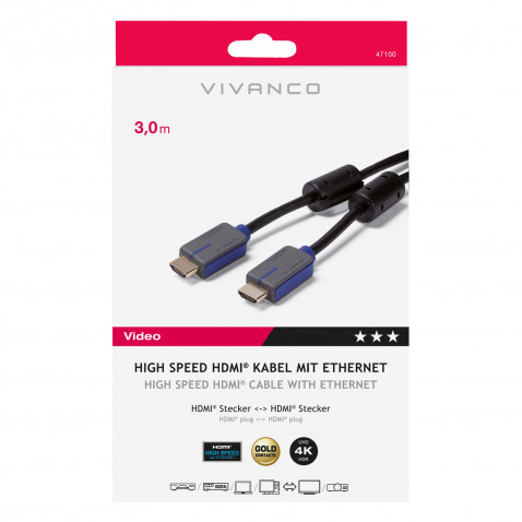 VIVANCO Absorber HDMI Kabel Ethernet 3m
