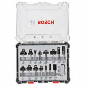 Bosch 15 tlg Mixed Fräser Set 6mm Schaft