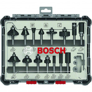 Bosch 15 tlg Mixed Fräser Set ¼" Schaft