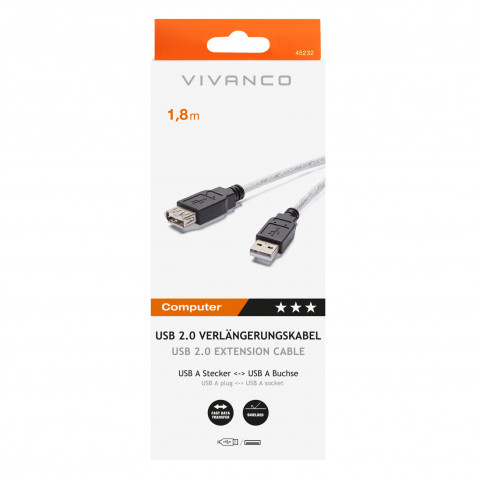 Vivanco USB Verlängerung 1,8m black