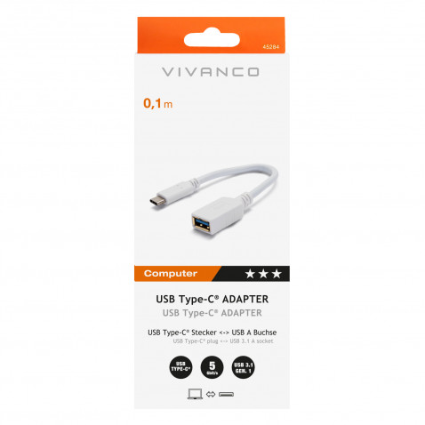 VIVANCO USB Typ C Adapter 0,1 m weiß