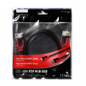 VIVANCO HDMI Kabel mit Ethernet rot 1,5m