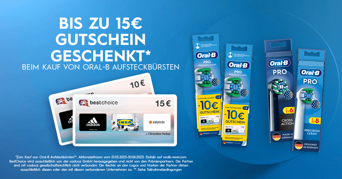 OralB Aufsteckbürsten Bis zu 15€ Gutschein geschenkt! electronic4you